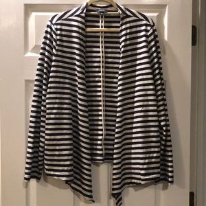 Lands End black striped cardigan.